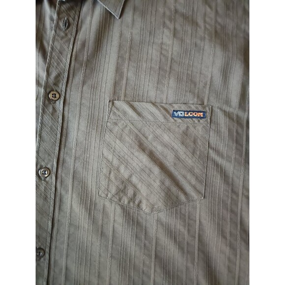 VOLCOM Tailored Fit Mens Olive Green Long Sleeve Shirt Men's 2XL - Picture 2 of 7